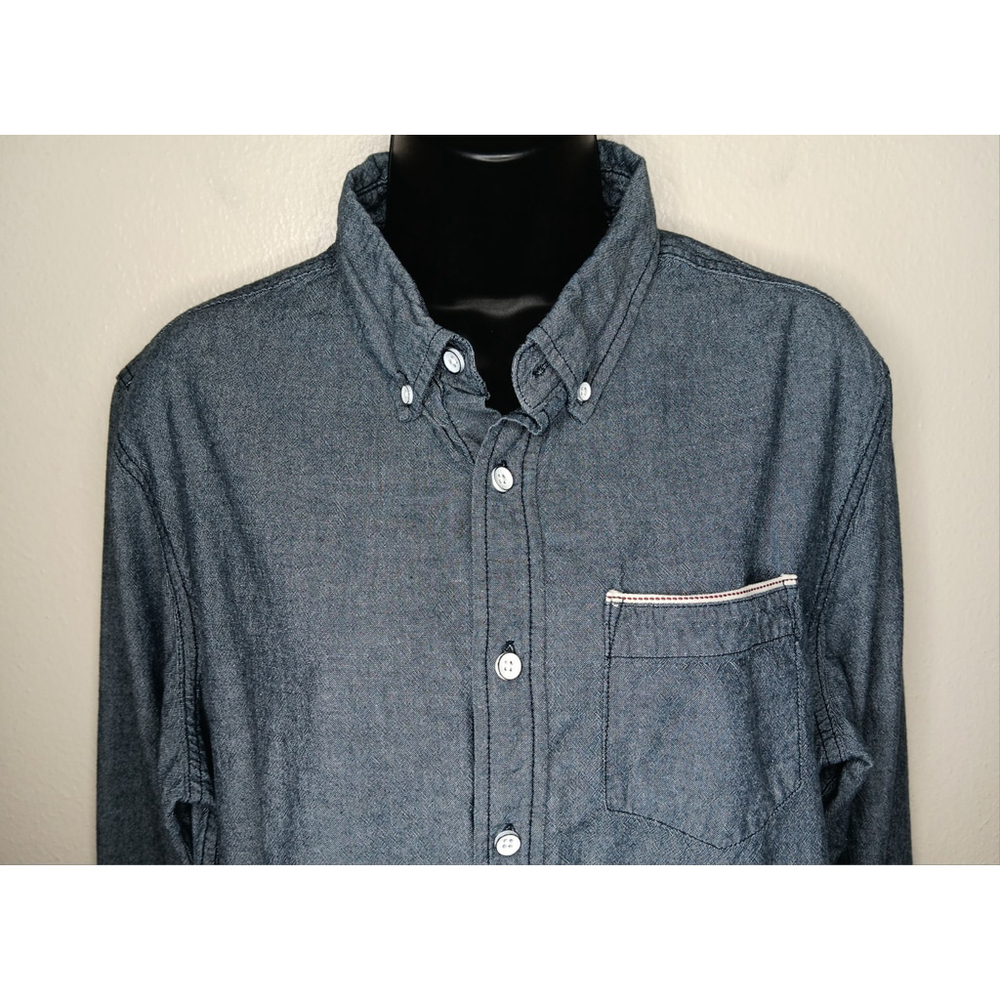Adam Levine Women's Small Band Shirt Blouse Blue Cotton Button Up Maroon 5 - Picture 2 of 10